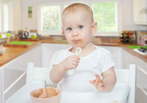 NumNum Juego de cucharas para bebé, para niños a partir de 6 meses, primera  etapa, cuchara de dentición LED para bebés (BLW), autoservicio, utensilios